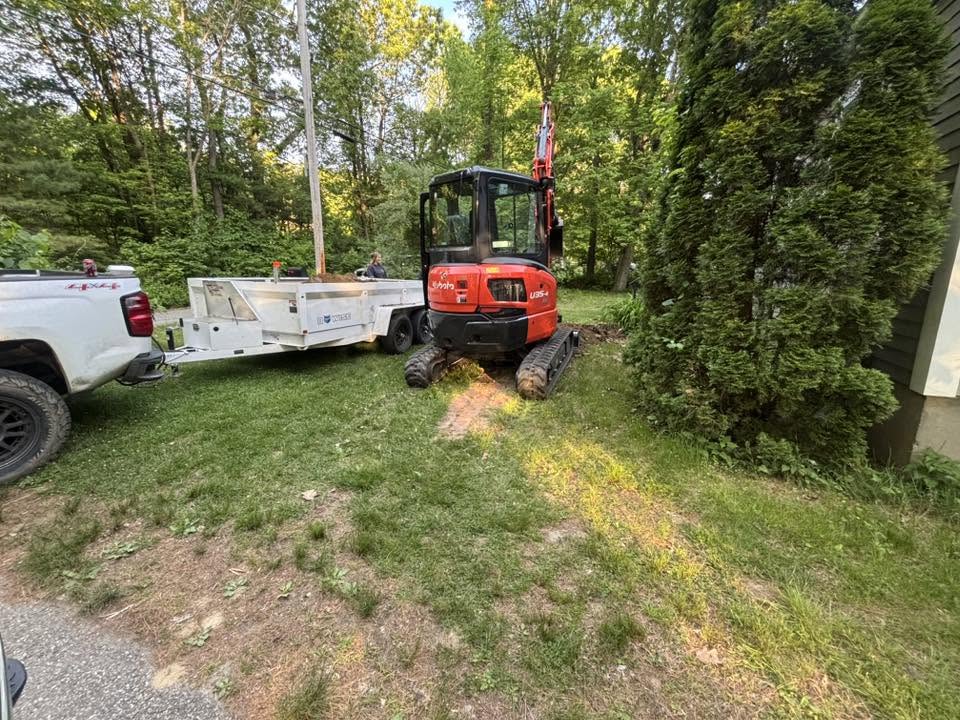 Walkway area before excavation begins — Leicester, MA paver prep